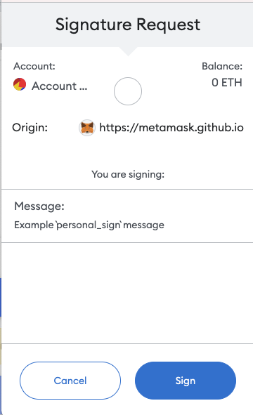 metamask signing