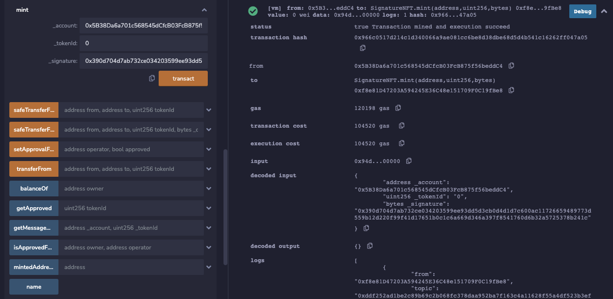 Deploying SignatureNFT Contract